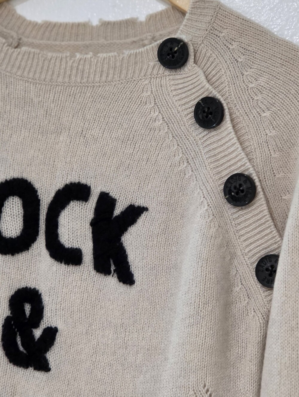 Zadig & Voltaire Rock & Roll Embroidered Cashmere Reglis Bis Sweater - Picture 5 of 11